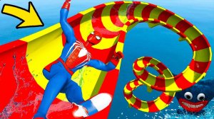 ОГРОМНЫЙ СПУСК СО СКОЛЬЗКОЙ ГОРКИ в АКВАПАРКЕ в ГТА 5 МОДЫ! ГОРКИ и ОБЗОР МОДА в GTA 5 ВИДЕО