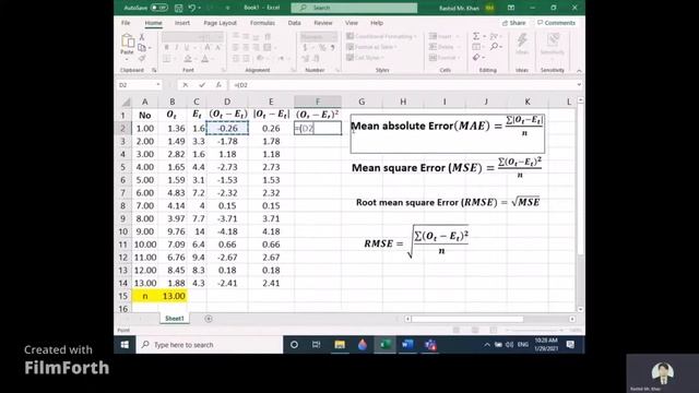 Excel: Mean square Error, Mean Deviation Error, Root Mean square Error смотреть онлайн