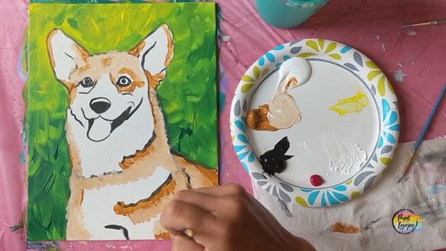 Easy: How to paint a Corgi - Step by step acrylic painting for beginners???? смотреть онлайн
