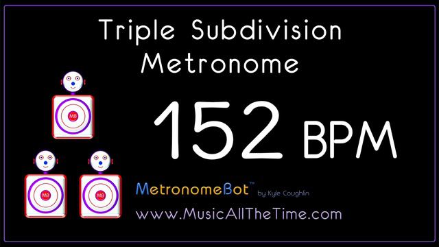Triple subdivision metronome at 152 BPM MetronomeBot смотреть онлайн