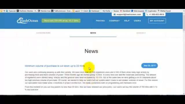 HashOcean новый сервис,15 KHs бесплатно, как работать