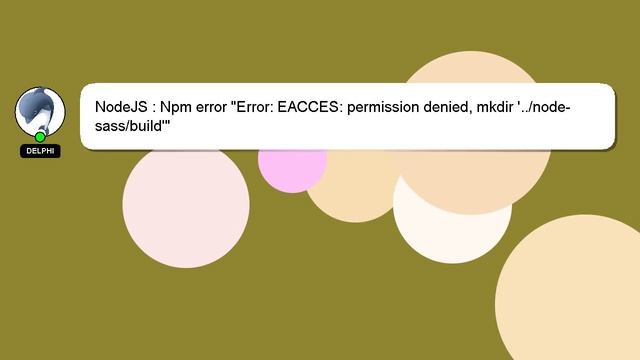 NodeJS : Npm error "Error: EACCES: permission denied, mkdir '../node-sass/build'" смотреть онлайн