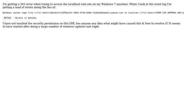 How do you resolve HTTP Error 503. The service is unavailable on IIS7? (2 Solutions!!) смотреть онлайн