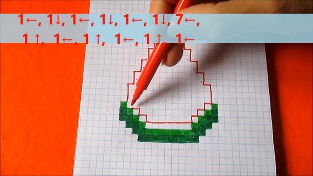 Как нарисовать Кавайный Арбуз по клеточкам в тетради How to Draw Kawaii Watermelon Pixel Art смотреть онлайн