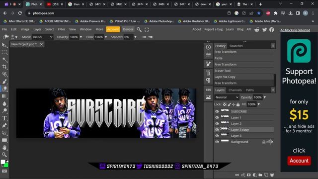Photopea Tutorial: How To Make YOUTUBE BANNERS Like PappiiQ + WITH PSD смотреть онлайн