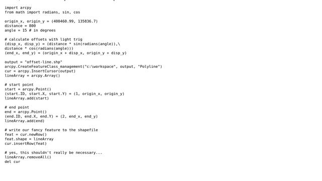 GIS: Creating line of varying distance from origin point using Python in ArcGIS Desktop? смотреть онлайн