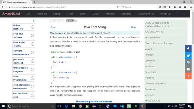Why do we use ReentrantLock over synchronized (this)?
| javapedia.net смотреть онлайн