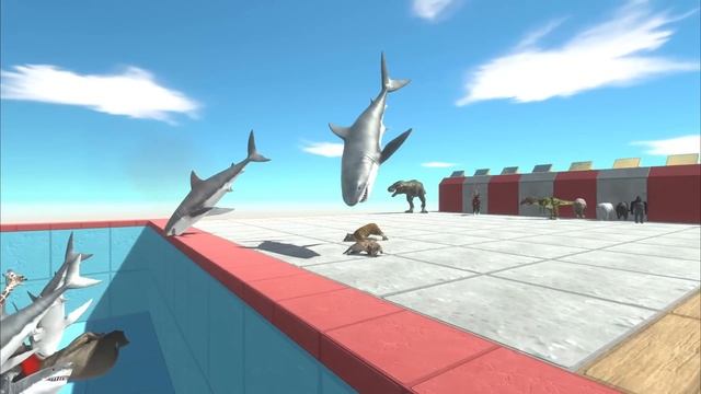 Jump Over The Shark Pool - Animal Revolt Battle Simulator смотреть онлайн