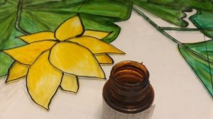 DIY | Роспись по стеклу витражными красками |Рисуем лотосы