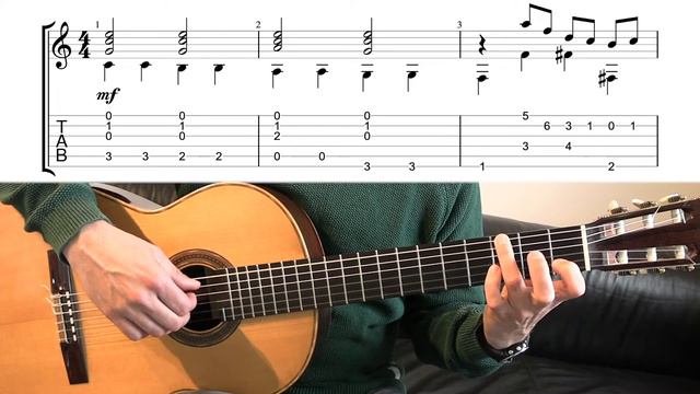Bach - Air on the G-String. Guitar Tutorial with Tabs/Sheet. Easy version🎶🎶 смотреть онлайн