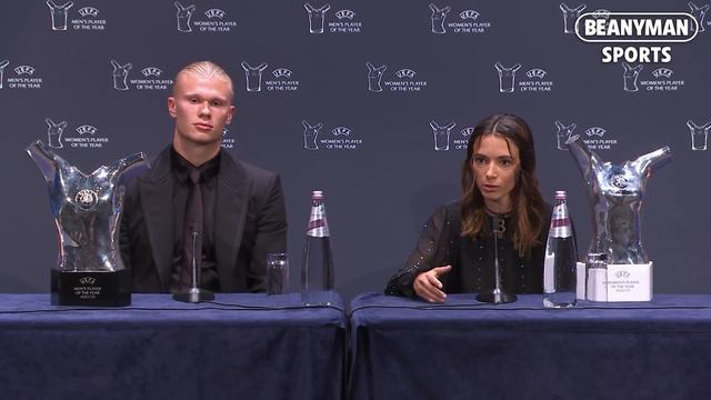'I don't think I'm BORN WITH IT!' | Erling Haaland & Aitana Bonmatí UEFA Players of the Year presse смотреть онлайн