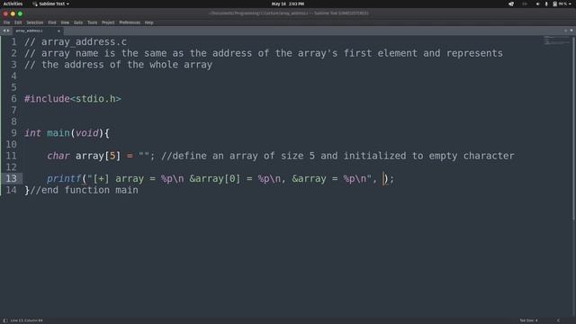 #34 - Name of an Array is the same as the address of the array and address of the first element. смотреть онлайн