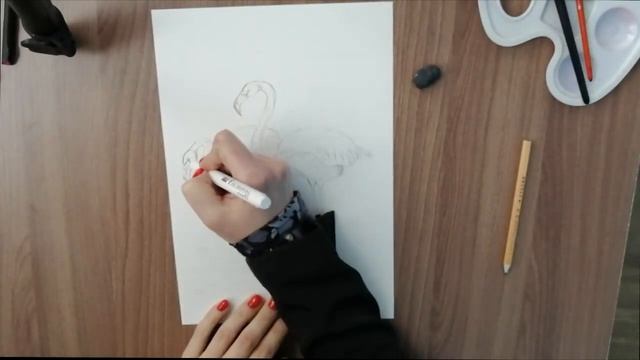 Розовый фламинго акварелью/Pink flamingo watercolor смотреть онлайн