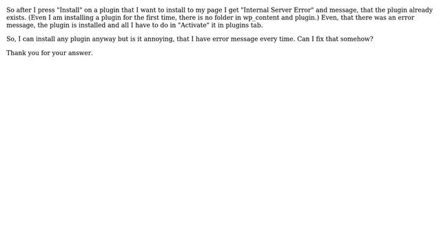Wordpress: Wordpress error after installing plugin "Internal Server Error" смотреть онлайн