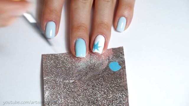 Дизайн ногтей с цветком по мокрому гель-лаку | Голубой маникюр | Голубые ногти