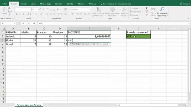Exemple d'une formule dans une formule dans Excel 2016 смотреть онлайн