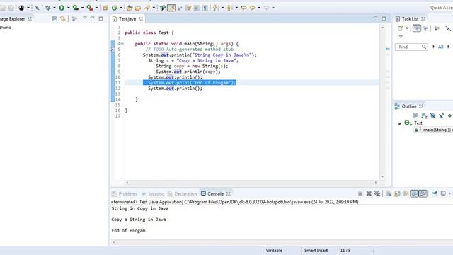String Copy in Java смотреть онлайн