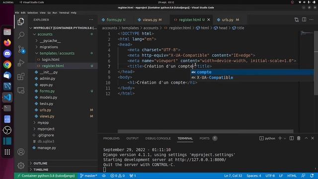 Formulaire de creation d'un compte utilisateur python/django смотреть онлайн