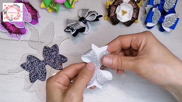 WOW - эффект. Один шаблон, а сколько много вариантов. Бантики из глитерного фоамирана. MK foamiran смотреть онлайн