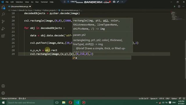 QR code scanning app using webcam in python | python tutorial for beginners | Python basics смотреть онлайн