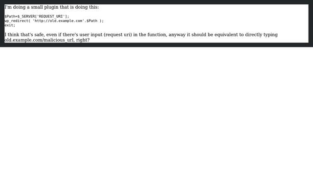 Wordpress: Can I trust user input in wp_redirect()? смотреть онлайн