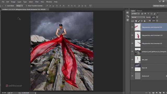 Photoshop Tutorials Photo Effects - Composition of Fabric Fluttering смотреть онлайн