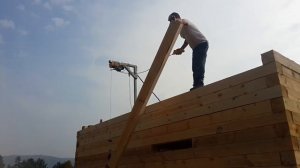 Подъём бруса электро тельфером: мини кран.