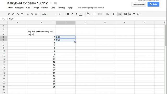 Kalkylblad i Google Drive del 3: redigera celler, och utöka serier смотреть онлайн
