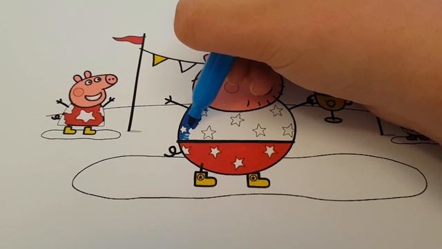 Coloring Colouring Page Fun With Peppa Pig & Family Muddy Puddles Tutorial смотреть онлайн