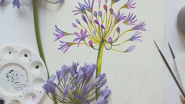 EASY Botanical Watercolor FLOWER Painting TUTORIAL for Beginners смотреть онлайн