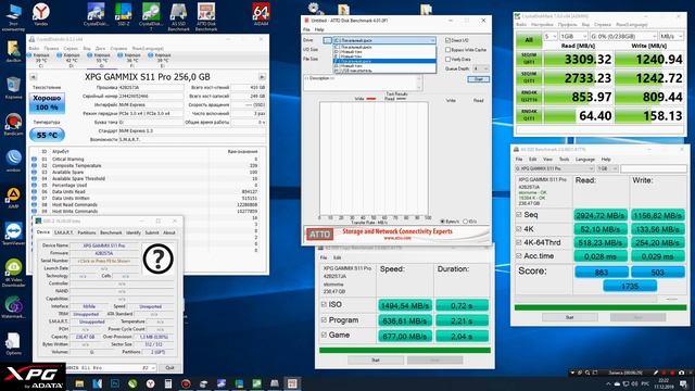 SSD ADATA XPG Gammix S11 Pro 256GB (AGAMMIXS11P-256GT-C) обзор смотреть онлайн