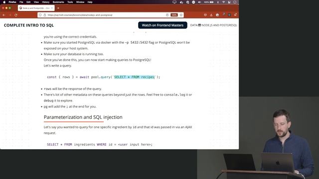 10. node postgres & SQL Injection смотреть онлайн