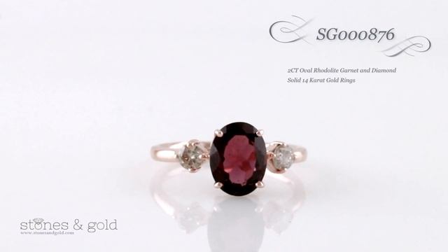 2CT Oval Rhodolite Garnet & Diamond Solid 14 Karat Gold Rings | SG000876 смотреть онлайн