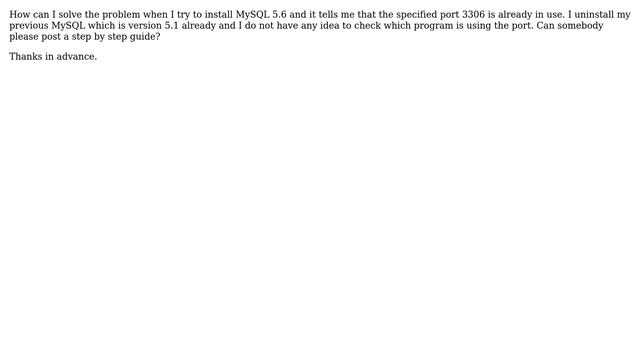 Specified port 3306 is already in use when installing MySQL 5.6 смотреть онлайн