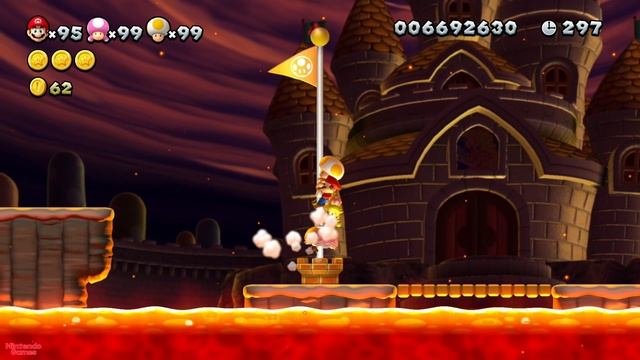 New Super Mario Bros U Deluxe – 3 Players World 8 Final Boss Walkthrough Co-Op смотреть онлайн