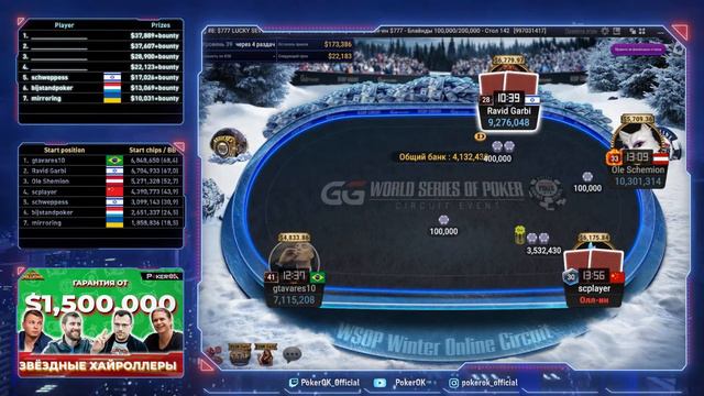WSOP Winter Circuit 2021 #8 | $453,928 | Оле Шемион, Равид Гарби, Габриэль Таварес, Олег Ващенков смотреть онлайн