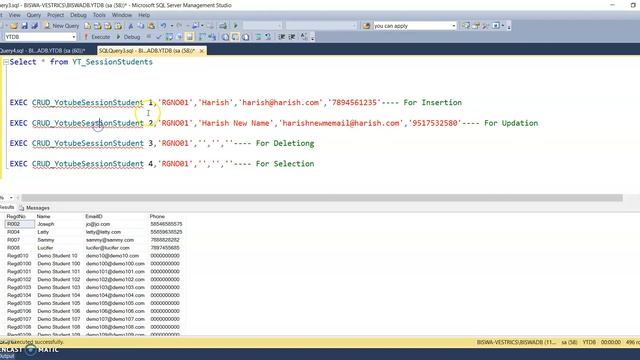 CRUD Operation in Stored Procedure in SQL смотреть онлайн