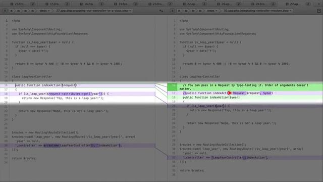 89. Updating our routes and controller to use the controller resolver, and how type hinting works смотреть онлайн