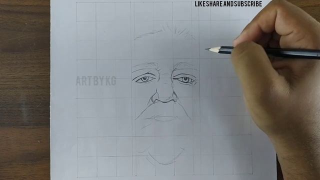 Easy outline drawing|Vikram first look drawing|how to draw outline grid method|face drawing tutoria смотреть онлайн