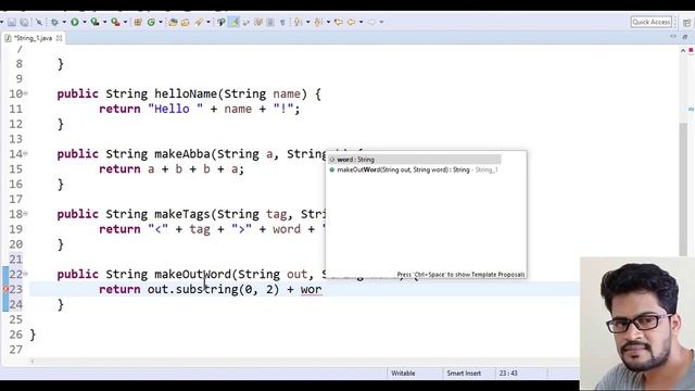 04 Codingbat | String 1 | makeOutWord | Java coding practice | UiBrains | by Naveen Saggam смотреть онлайн