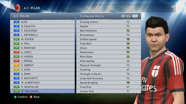 Pro Evolution Soccer 2015 (PES 15) - AC Milan (squad, ability, skills) смотреть онлайн