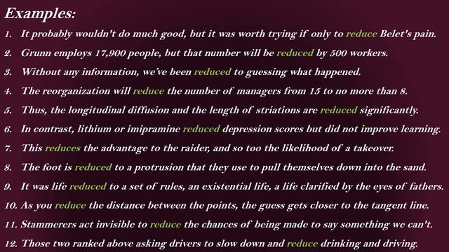 Reduce Meaning with Examples смотреть онлайн