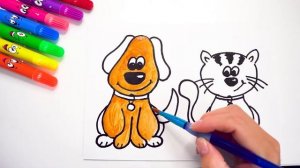 Как нарисовать СОБАКУ и КОШКУ. How to draw dog, cat. Рисунок СОБАКА и КОШКА для детей.
