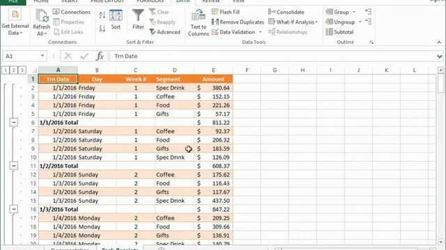522 Using Subtotal Outline View in Excel смотреть онлайн