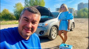 Заряжаем скромную девушку на Митсубиши :)