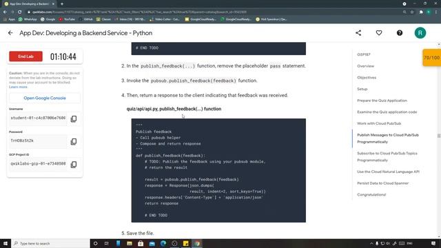 App Dev- Developing a Backend Service - Python | Qwiklabs [GSP187] смотреть онлайн