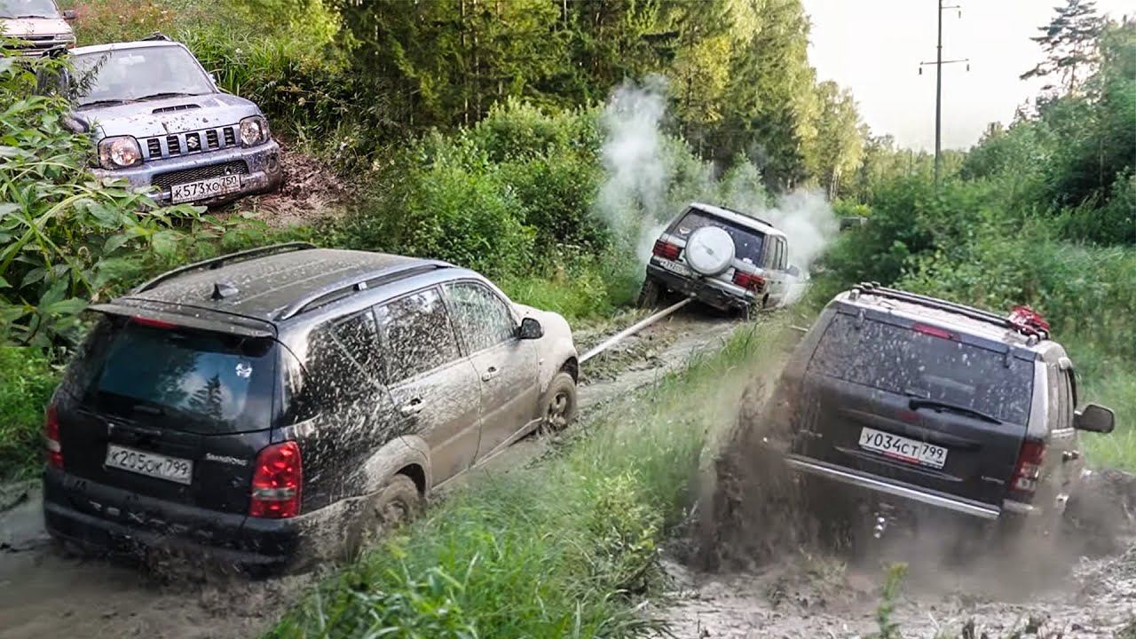 Рубилово на Екатерининском тракте. Range Rover тащит всех! Jeep Grand Cherokee, Suzuki Jimny и др. смотреть онлайн