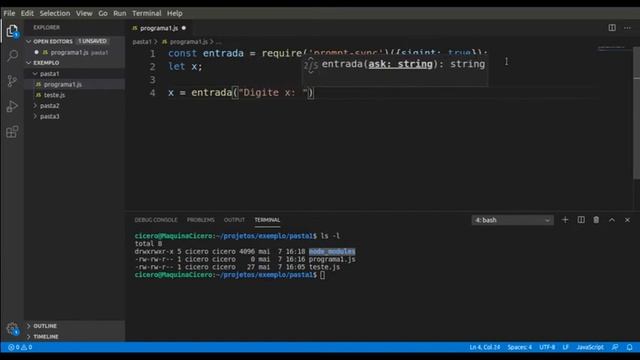 Javascript - Instalando módulo prompt-sync do Node.js para receber dados pelo teclado. смотреть онлайн