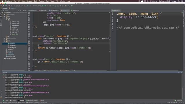 Автоматическое создание спрайта в sass с помощью gulp. смотреть онлайн