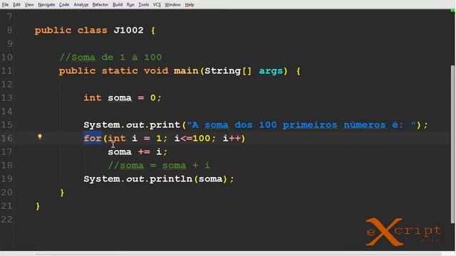Exercicios de Java - 8/12 - Soma de 1 à 100 - j1002 - eXcript смотреть онлайн